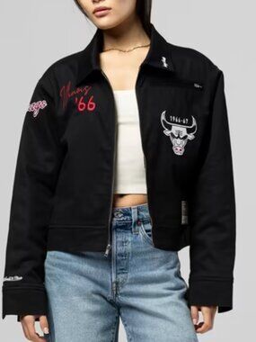 Chicago Bulls Mitchell & Ness Black Full-Zip Mechanic Jacket